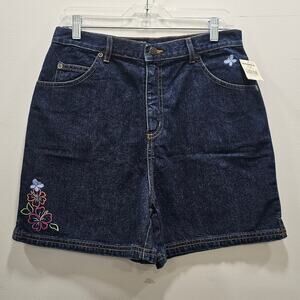 SO NEW W/TAG VINTAGE Y2K Jean Shorts Floral Hibiscus Embroidered Girls 16 Kohls
